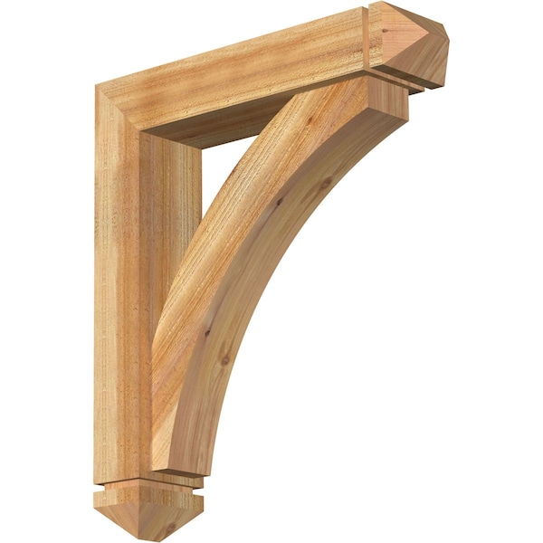 Ekena Millwork Thorton Arts and Crafts Rough Sawn Bracket w/ Offset Brace, Western Red Cedar, 6"W x 26"D x 30"H BKT0604X26X30THR03RWR - main